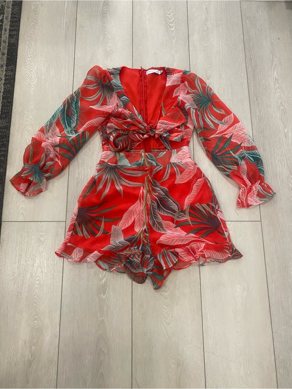 Chicways Orange Printed Dress with Multicolor Accents